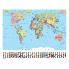 რუკა მსოფლიო პოლიტიკური  დროშებით 1:50000000