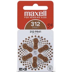 Maxell შეკვრა ელემენტების, PR41 (312) 6BS Zinc Air , 6 ცალი