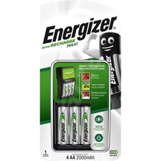 Energizer ელემენტის დამტენი AA/AAA, AA-2000mAH,  AAA-500mAH, 4 ცალი ელემენტით