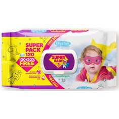 სველი ხელსახოცი «Super Baby» SuperPack, გვირილა და ალოე მგრძნობიარე კანისთვის, 120 ცალი