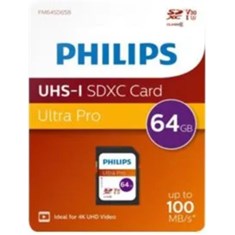 მეხსიერება FM64SD65B/00 SDXC Card 64GB Class 10 UHS-I U3 Philips
