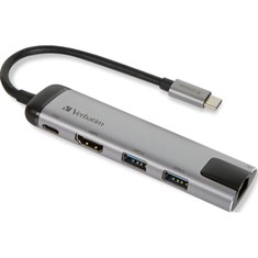 ხაბი USB-C Hub U3.1G1/U3.0x2/HDMI/RJ45 (49141) Verbatim