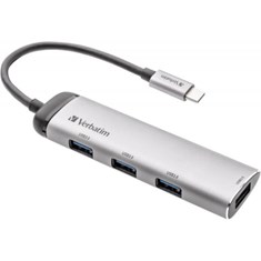 ადაპტერი Verbatim USB-C Multiport Hub Silver