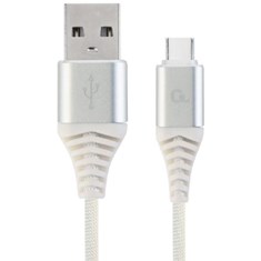 პრემიუმ ბამბის ნაქსოვი Type-C USB დამტენი და მონაცემთა კაბელი, 1 მ