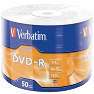 დისკი DVD-R, Verbatim, 50 ცალი, 4.7 GB