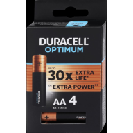 შეკვრა ელემენტების 4-ცალიანი Duracell Optimum LR6 / AA Blister 4